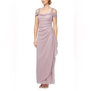 Alex Evenings Lavender/Pink Off-Shoulder Gown